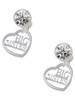 Silver Plated Big Sister in Open Heart - 5/8'' - Crystal Clip on Earrings