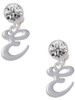 Silver Plated Small Gelato Script Initial - E - Crystal Clip on Earrings