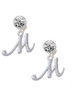 Silver Plated Small Gelato Script Initial - M - Crystal Clip on Earrings: Color Choice - Red, Green, Blue, Purple, Pink, Clear, Black