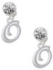 Silver Plated Small Gelato Script Initial - O - Crystal Clip on Earrings
