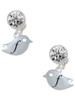 Silver Plated Little Bird Initial - F - Crystal Clip on Earrings