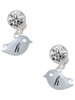 Silver Plated Little Bird Initial - H - Crystal Clip on Earrings