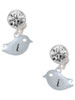 Silver Plated Little Bird Initial - I - Crystal Clip on Earrings: Color Choice - Red, Green, Blue, Purple, Pink, Clear, Black