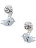 Silver Plated Little Bird Initial - Q - Crystal Clip on Earrings