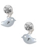 Silver Plated Little Bird Initial - R - Crystal Clip on Earrings