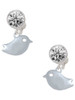 Silver Plated Little Bird - Crystal Clip on Earrings: Color Choice - Red, Green, Blue, Purple, Pink, Clear, Black