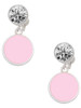 Silver Plated Small Pink Enamel Disc - Crystal Clip on Earrings: Color Choice - Red, Green, Blue, Purple, Pink, Clear, Black