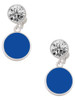 Silver Plated Small Navy Blue Enamel Disc - Crystal Clip on Earrings: Color Choice - Red, Green, Blue, Purple, Pink, Clear, Black
