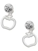 Silver Plated Apple Outline - Crystal Clip on Earrings: Color Choice - Red, Green, Blue, Purple, Pink, Clear, Black