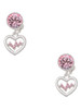 Silver Plated Heart with Pink Crystal Heartbeat - Crystal Clip on Earrings