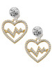 Gold-tone Large Crystal Heart - Heartbeat - Crystal Clip on Earrings: Color Choice - Red, Green, Blue, Purple, Pink, Clear, Black