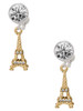 Gold-tone Crystal Eiffel Tower - Crystal Clip on Earrings