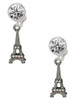 Black Nickeltone AB Crystal Eiffel Tower - Crystal Clip on Earrings: Color Choice - Red, Green, Blue, Purple, Pink, Clear, Black