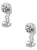 Silver Plated Mini AB Crystal Anchor of Hope - Crystal Clip on Earrings