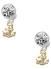 Gold-tone Mini Crystal Anchor of Hope - Crystal Clip on Earrings