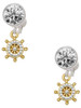 Gold-tone Mini Crystal Ship Wheel - Navigation - Crystal Clip on Earrings