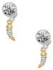 Gold-tone Small Crystal Tooth - Crystal Clip on Earrings: Color Choice - Red, Green, Blue, Purple, Pink, Clear, Black
