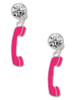 Hot Pink Telephone - Crystal Clip on Earrings: Color Choice - Red, Green, Blue, Purple, Pink, Clear, Black
