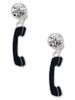 Silver Plated Black Telephone - Crystal Clip on Earrings: Color Choice - Red, Green, Blue, Purple, Pink, Clear, Black