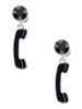 Silver Plated Black Telephone - Crystal Clip on Earrings