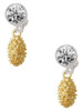 Gold-tone Pine Cone - Crystal Clip on Earrings: Color Choice - Red, Green, Blue, Purple, Pink, Clear, Black