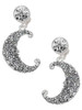 Silver Plated Large Swirl Man in Moon - Crystal Clip on Earrings: Color Choice - Red, Green, Blue, Purple, Pink, Clear, Black