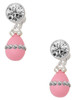 Pink Easter Egg with Clear Crystal Band - Crystal Clip on Earrings: Color Choice - Red, Green, Blue, Purple, Pink, Clear, Black