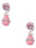Pink Easter Egg with Clear Crystal Band - Crystal Clip on Earrings