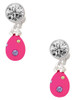 Hot Pink Easter Egg with Color Crystal Dots - Crystal Clip on Earrings: Color Choice - Red, Green, Blue, Purple, Pink, Clear, Black