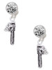 Silver Plated Chainsaw - Crystal Clip on Earrings