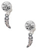 Black Nickeltone Small AB Crystal Tooth - Crystal Clip on Earrings: Color Choice - Red, Green, Blue, Purple, Pink, Clear, Black