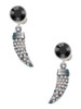 Black Nickeltone Large AB Crystal Tooth - Crystal Clip on Earrings