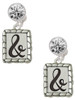 Silver Plated Pebble Border Initial - & - Crystal Clip on Earrings