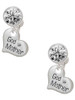 Silver Plated Small ''Godmother'' Heart with Clear Crystal - Crystal Clip on Earrings