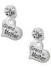 Silver Plated Large ''Grandmother'' Heart with Clear Crystal - Crystal Clip on Earrings