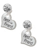 Silver Plated Large ''Best Friend'' Heart - Crystal Clip on Earrings