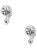 Silver Plated Mini January - Maroon Crystal Heart - Crystal Clip on Earrings