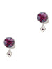 Silver Plated Mini February - Purple Crystal Heart - Crystal Clip on Earrings