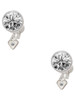Silver Plated Mini April - Clear Crystal Heart - Crystal Clip on Earrings