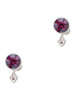 Silver Plated Mini Light Purple Crystal Heart - Crystal Clip on Earrings