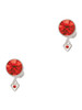 Silver Plated Mini July - Red Crystal Heart - Crystal Clip on Earrings