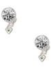Silver Plated Mini August - Lime Green Crystal Heart - Crystal Clip on Earrings: Color Choice - Red, Green, Blue, Purple, Pink, Clear, Black