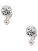 Silver Plated Mini October - Hot Pink Crystal Heart - Crystal Clip on Earrings: Color Choice - Red, Green, Blue, Purple, Pink, Clear, Black