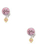 Gold-tone Mini Hot Pink Crystal Heart - Crystal Clip on Earrings