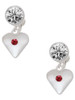 Silver Plated Large January - Maroon Crystal Heart - Crystal Clip on Earrings
