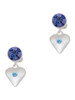 Silver Plated Large March - Hot Blue Crystal Heart - Crystal Clip on Earrings