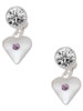 Silver Plated Large Light Purple Crystal Heart - Crystal Clip on Earrings: Color Choice - Red, Green, Blue, Purple, Pink, Clear, Black