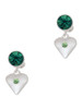 Silver Plated Large August - Lime Green Crystal Heart - Crystal Clip on Earrings