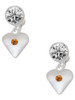 Silver Plated Large November - Yellow Crystal Heart - Crystal Clip on Earrings: Color Choice - Red, Green, Blue, Purple, Pink, Clear, Black