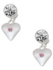 Silver Plated Large Light Pink Crystal Heart - Crystal Clip on Earrings: Color Choice - Red, Green, Blue, Purple, Pink, Clear, Black
